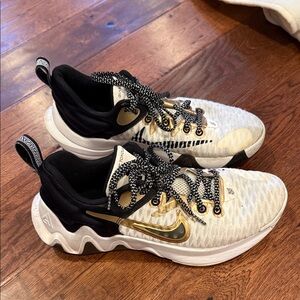 Nike Giannis Sneakers in White, Black, and Gold